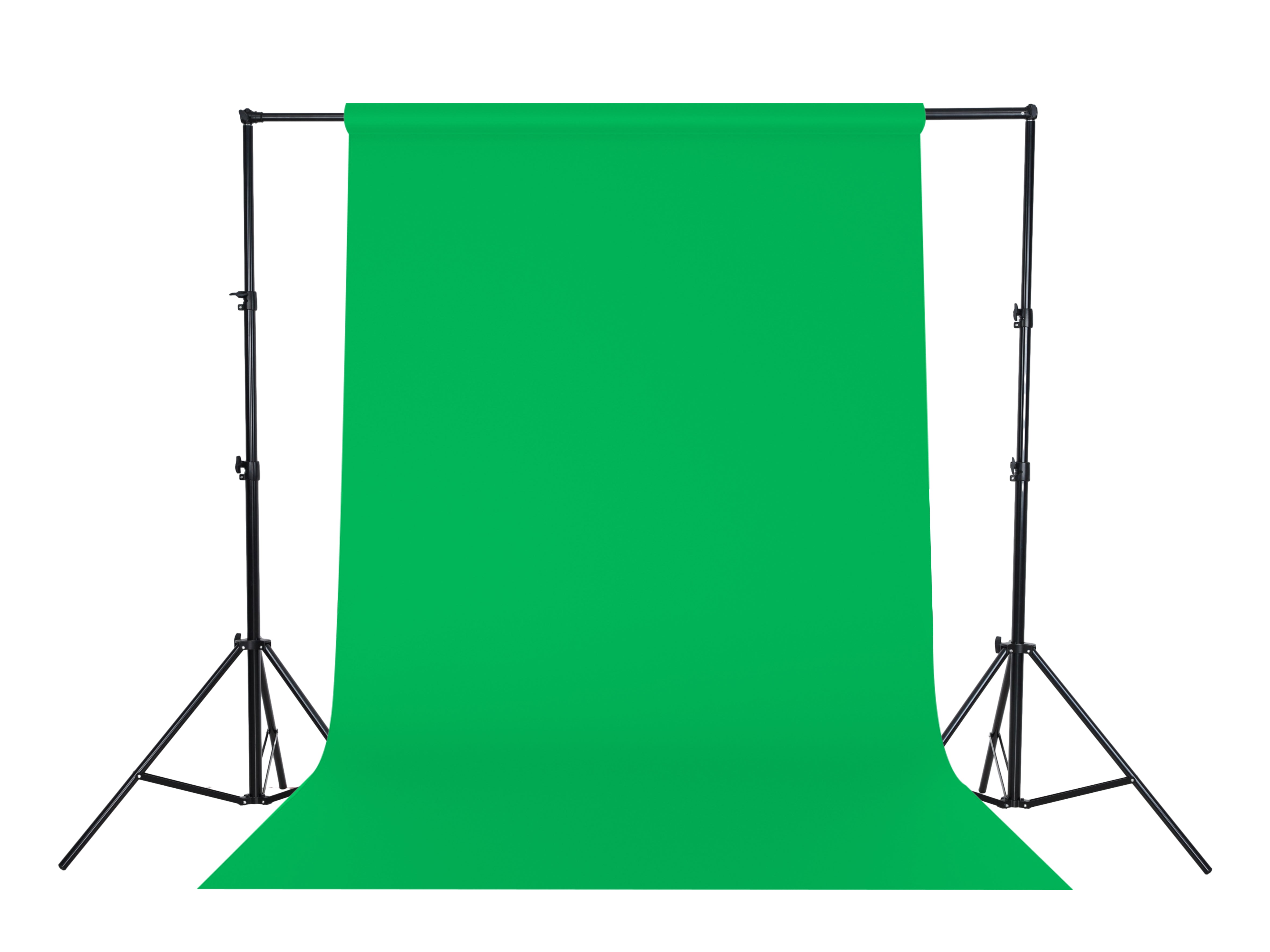 green seamless paper backrop on the stand