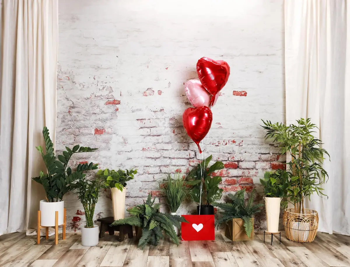 Kate Damaged Brick White Wall  Backdrop for Photography Designed by Pine Park Collection - Purezens