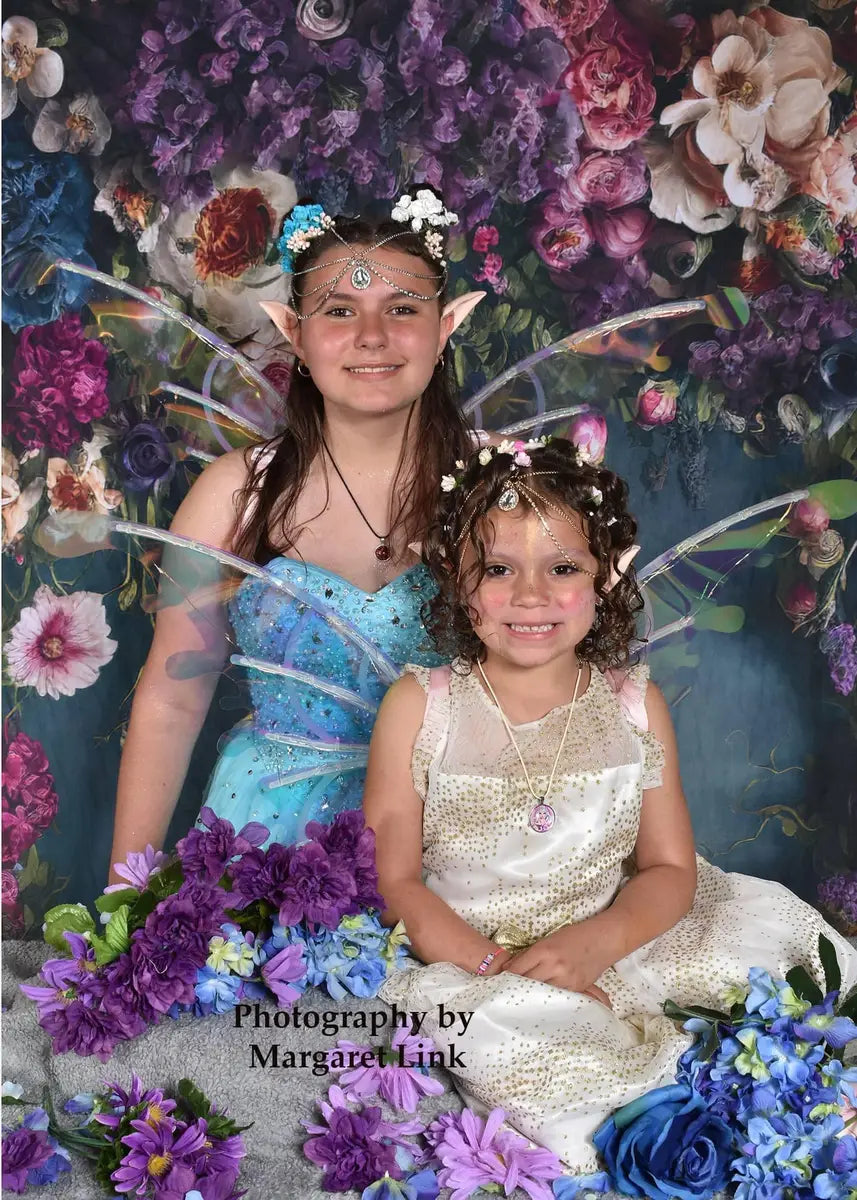 Kate Spring Fine Art Oil Painterly Floral Dark Teal Backdrop Designed by Mini MakeBelieve