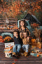 Kate Autumn Truck Golden Leaves Old House Backdrop Designed by Chain Photography