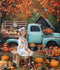 Kate Autumn Truck Golden Leaves Old House Backdrop Designed by Chain Photography