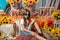 Kate Autumn Sunflower Blue White Car Bus Backdrop for Photography