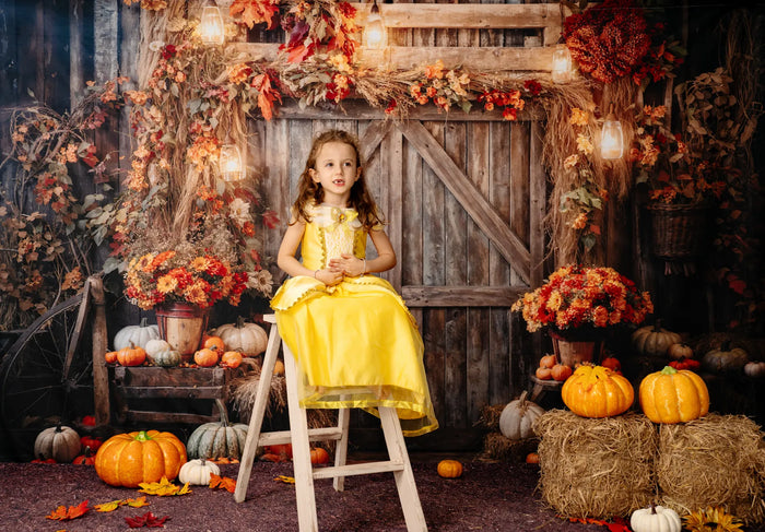 Kate Autumn Leaves Retro Barn Backdrop Designed by Emetselch