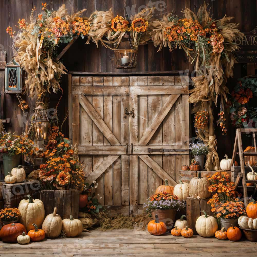 Kate Autumn Barn Pumpkin Backdrop Designed by Emetselch