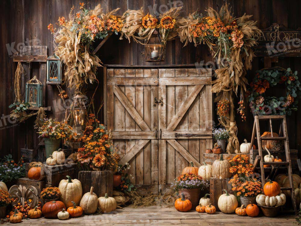 Kate Autumn Barn Pumpkin Backdrop Designed by Emetselch