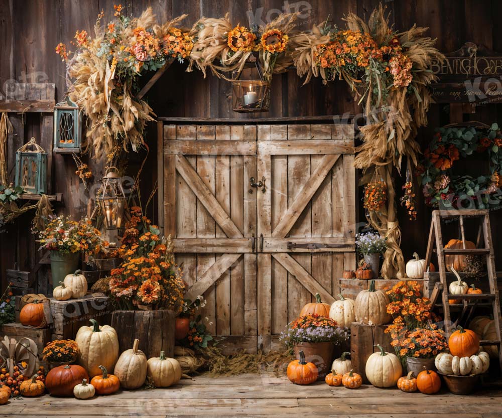 Kate Autumn Barn Pumpkin Backdrop Designed by Emetselch