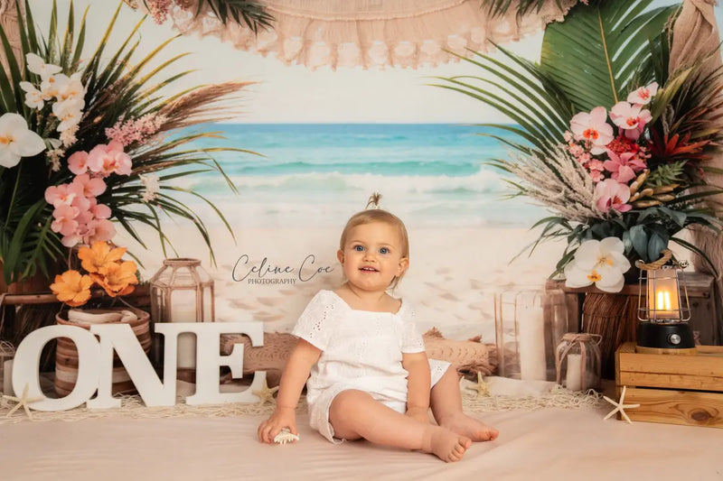Kate Summer Boho Sea Beach Wedding Colorful Floral Door Backdrop Designed by Emetselch