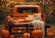 Kate Autumn Forest Maple Leaf Pumpkin Dark Orange Truck Backdrop Designed by Emetselch