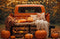 Kate Autumn Forest Maple Leaf Pumpkin Dark Orange Truck Backdrop Designed by Emetselch