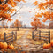Kate Autumn Outdoor Maple Leaves Forest Field Pumpkin Path Backdrop Designed by GQ