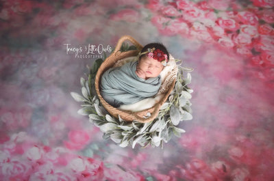 Kate Pink Florals Hand Painting Liked Portrait Photography Backdrops - Purezens