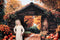 Kate Fall Forest Pumpkin Brown Barn Door Backdrop Designed by Emetselch