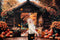 Kate Fall Forest Pumpkin Brown Barn Door Backdrop Designed by Emetselch