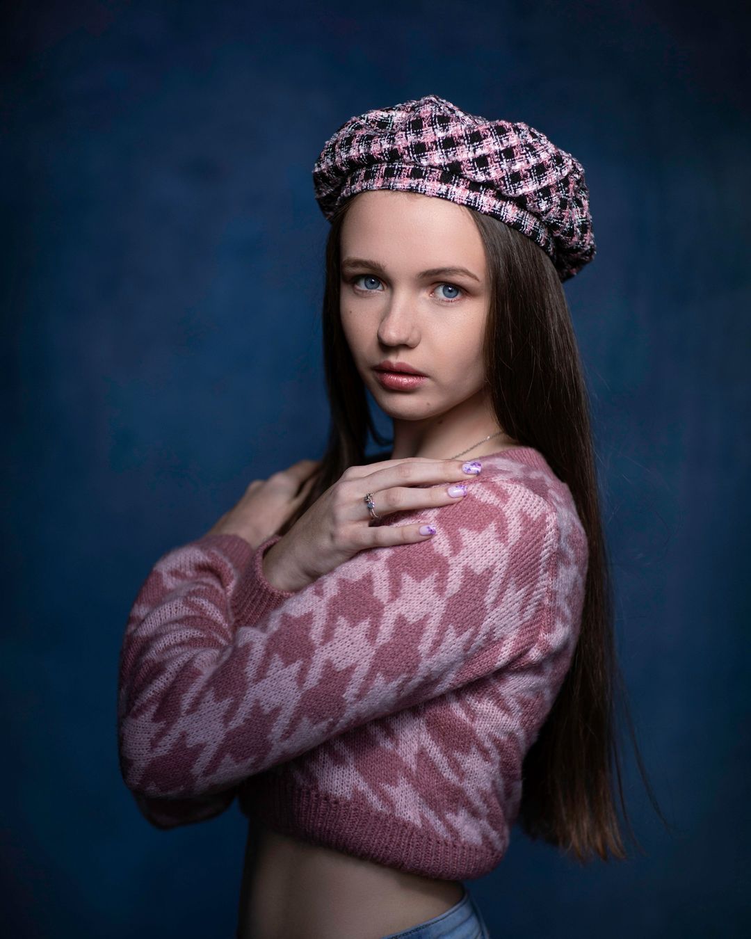 Kate Abstract Cream/Abstract Blue Collapsible Backdrop Photography 5X6.5ft(1.5x2m) - Purezens