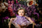 Kate Spring Fine Art Oil Painterly Floral Dark Teal Backdrop Designed by Mini MakeBelieve