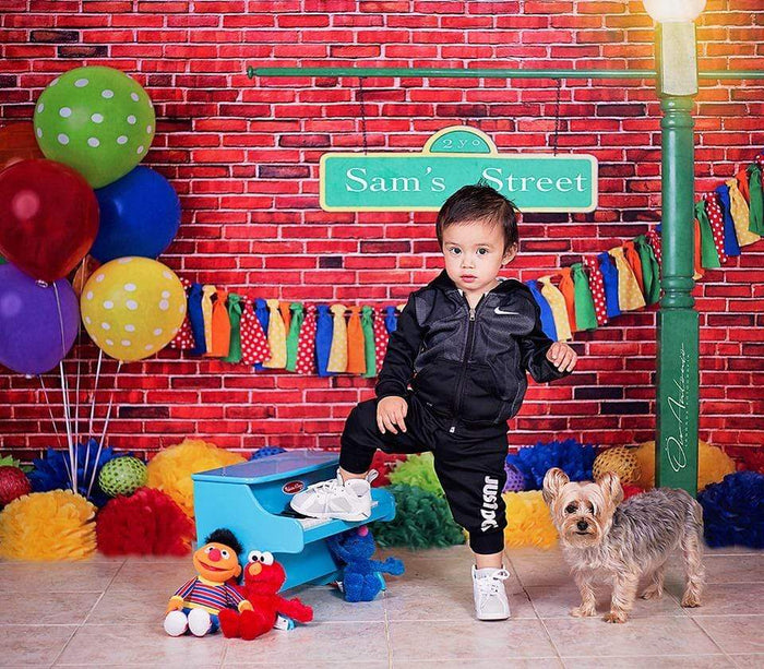 Katebackdrop鎷㈡綖Kate Brick Wall with Colorful Balloons Backdrop for Photography