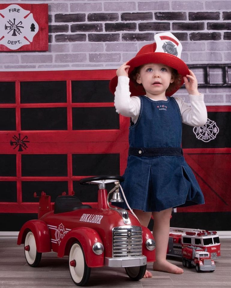Kate Fire Station Backdrop Fire Fighting Brick designed by Arica Kirby - Purezens