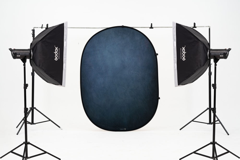 Kate Abstract Cream/Abstract Blue Collapsible Backdrop Photography 5X6.5ft(1.5x2m) - Purezens