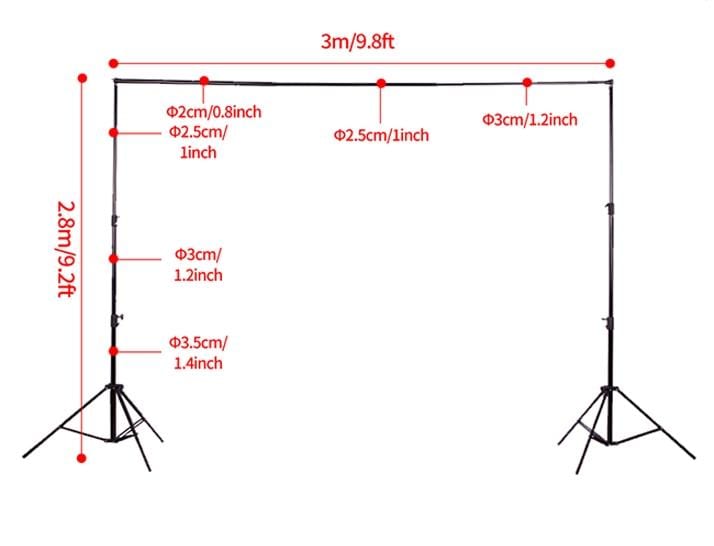 RTS Kate 3x2.8m Backdrop Stand Frame Kit for Photography Studio( including 4 fish mouth clips + 4 stretch clips + E vigorous clip)(U.S. only)