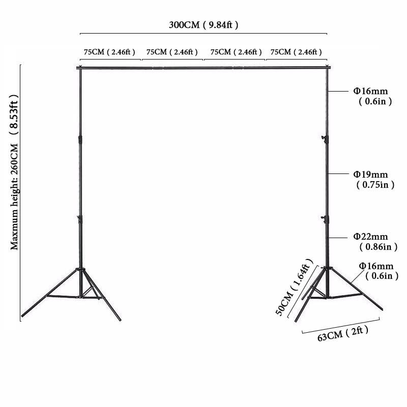 Kate Backgrounds Stand Equipment Black Framework Manual Aluminum - Katebackdrop